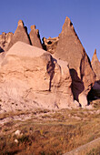 Volcanic rock formations in the Zelve Valley in Cappadocia