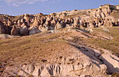 The Mushroom Rocks dramatic rock formations in the volcanic Zelve Valley in Cappadocia