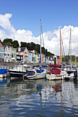 Yachts moored in Dartmouth harbour Devon England UK