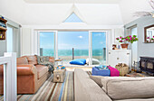 Living room of beach house in Hayling Island Hampshire England UK