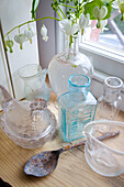 Collection of vintage glassware and ladle in Grade ll listed windmill conversion Kent UK