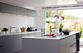 Modern grey kitchen in Newmarket home Suffolk UK