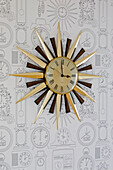 Wall clock on the Tic Tock wallpaper in London home UK