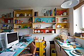 Wall mounted shelving in London home office UK