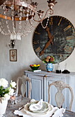 Large clock in dining room of Mougins apartment, Alpes-Maritime, South of France