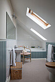 Skylight windows in attic bathroom of Shoreham by Sea home   West Susses   England   UK