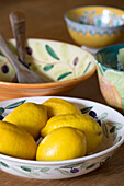 Serving bowls and lemons in Grade II listed Georgian country house Shropshire England UK