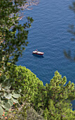 Speedboat on the Amalfi coast in South West Italy