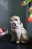 Ceramic bulldog and tulips in Sussex home