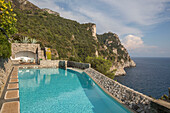 Luxury swimming pool on Amalfi coastline Italy