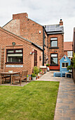 Garden extension of late 1800s semi-detached house in Derbyshire UK