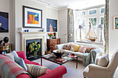 Modern art in living room of Southwest London home UK