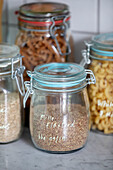 Dried foods in storage jars Sussex UK
