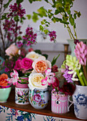 Vintage Blooms - assorted china filled with fresh flowers
