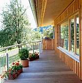 Large balcony with views of alpine garden