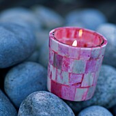 Pink handmade candle holder