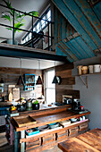 Rustic kitchen, gallery above