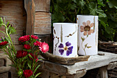 DIY table lanterns with pressed flowers