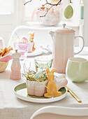 Easter table setting in pastel shades