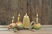 Honey candles with apples from the meadow orchard