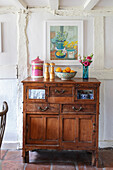 Antique sideboard in a rustic kitchen