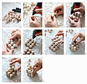 Instructions for making candle holders out of wooden balls