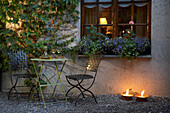 Table for two on a gravel terrace