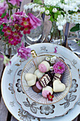 Chocolates in an antique tea cup