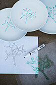 Decorate plate with porcelain paint