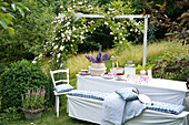 Set table in the summer garden