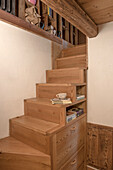 Wooden stairs for storage