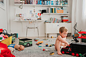 Boy playing in room