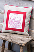 Decorative embroidered Christmas throw pillow