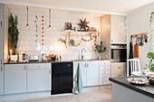 White kitchen with Christmas decorations