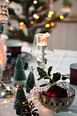 Christmas table setting with fir tree decoration