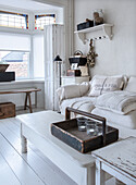 Bright living room in vintage style with rustic accessories