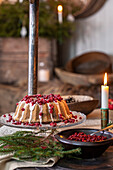 Cranberry bundt cake and candle