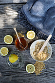 Oatmeal scrub with honey and lemon