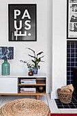 Living room with picture, stool and sideboard