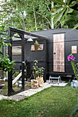 Renovated camping trailer with chicken coop