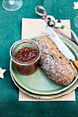 Wholemeal baguette with fig jam