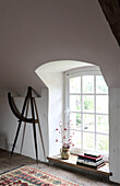 Vintage skylight with antique wooden decoration