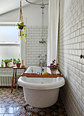 Bathroom with free-standing bathtub and Moroccan tiles