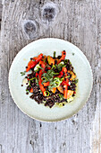 Wild summer lentils with yarrow, dried apricots and paprika