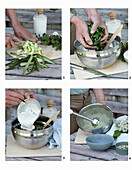 Prepare cold kefir yoghurt soup with wild herbs