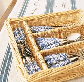 Blue-handled cutlery