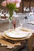 Place-setting on wooden table