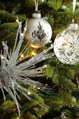 Christmas ball ornaments on a Christmas tree