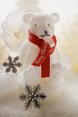 Polar bear candle with ribbon