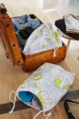 Shoe bags made from city map fabric